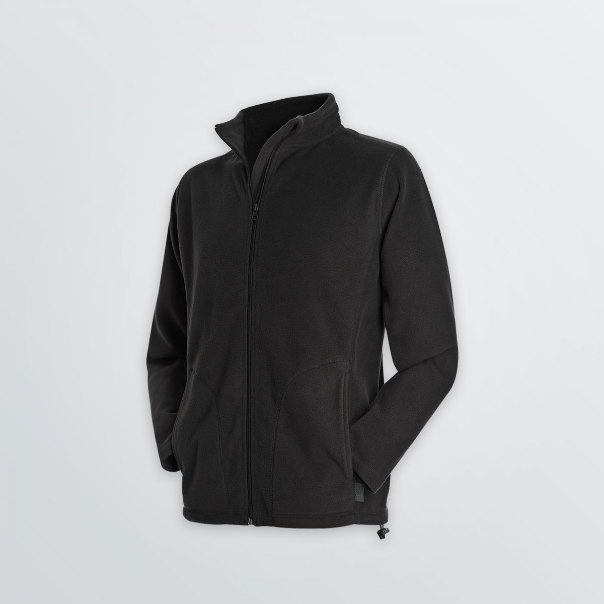 Leichte Basic Fleece Jacket zum Individualisieren als Produktbeispiel in schwarzer Farbe - Seitenansicht