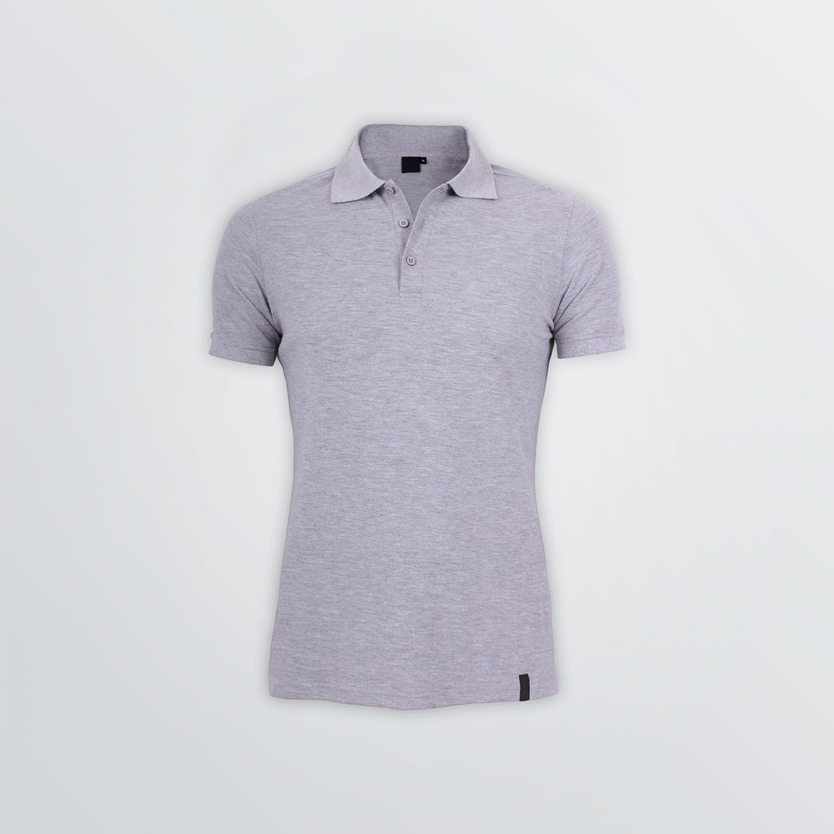 Basic Cotton Polo in modischem Schnitt zum Individualisieren als Produktbeispiel in grauer Farbe - Frontansicht