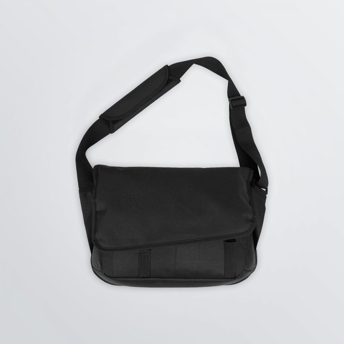 printable universal messengerbag as product example in black colour with shoulder strap