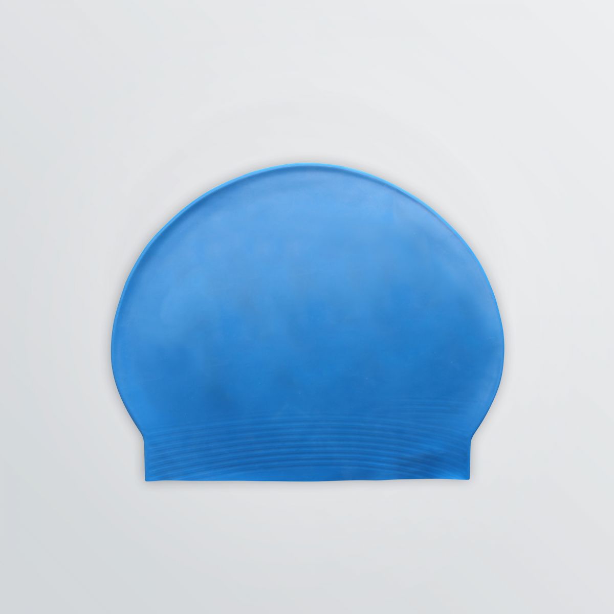 Rutschfeste Badekappe zum Bedrucken mit Logo wahlweise aus Silikon oder Latex - Produktbeispiel in blau