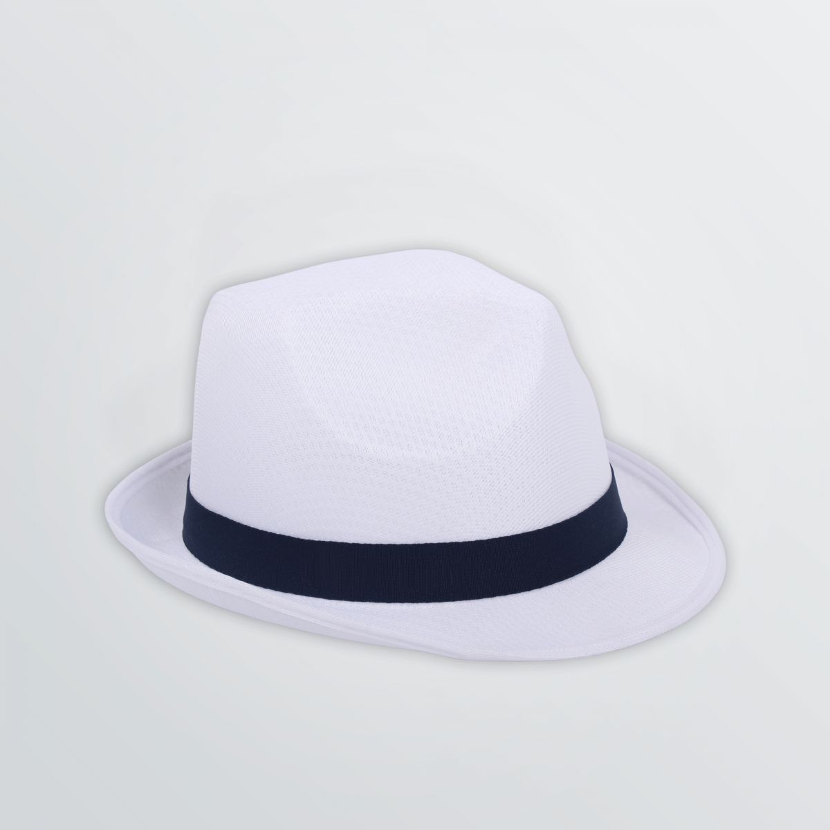 Promo Hat for customisation with white hatband in navy - side view left