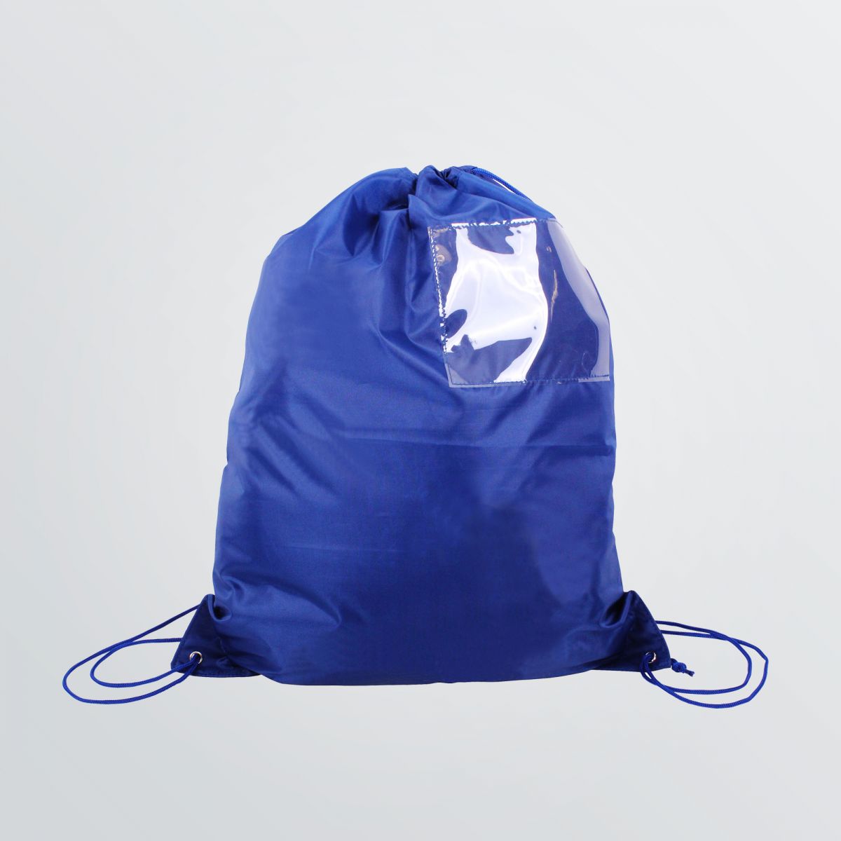 Individualisierbarer Gymbag Display mit Einschubfach - Produktbeispiel blau