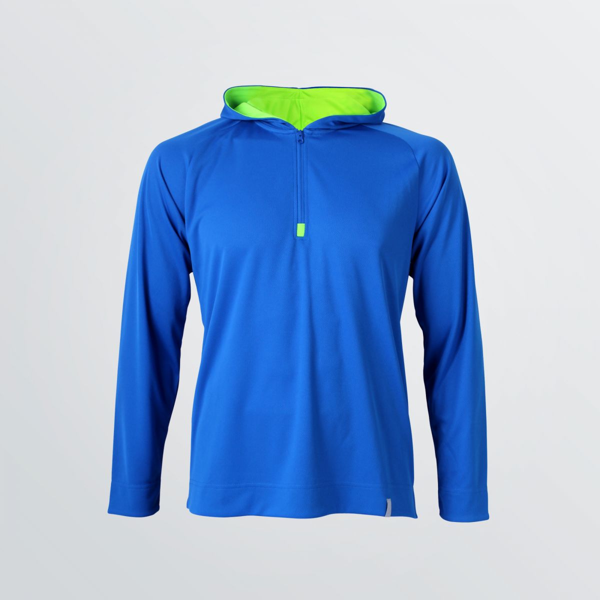 Sportliches Basic Tech Hoody mit Halfzipper zum Individualisieren abgebildet als Beispielprodukt in blau - Frontansicht