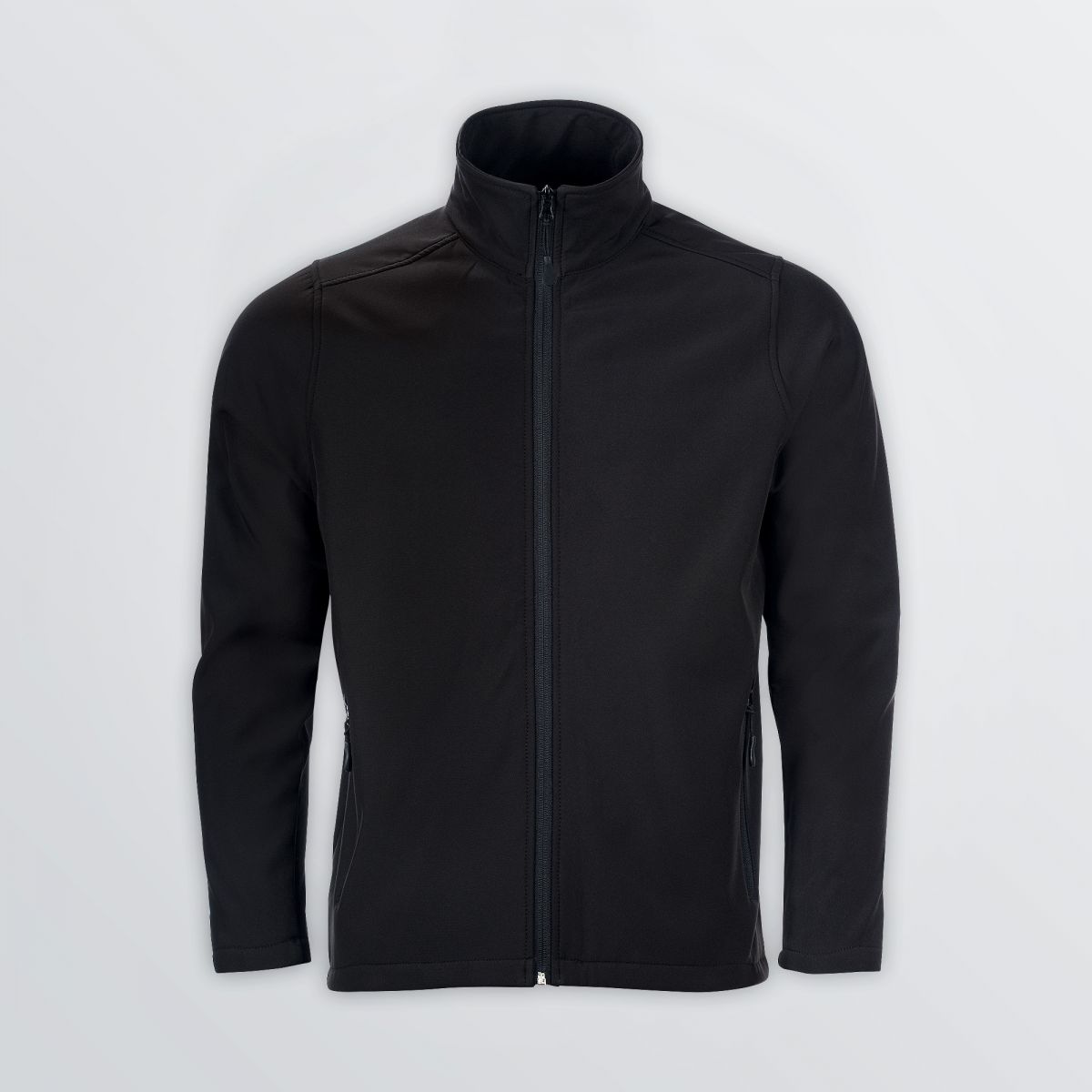 wind and water resitsant Basic Softshell Jacket for customisation in black colour example - front view