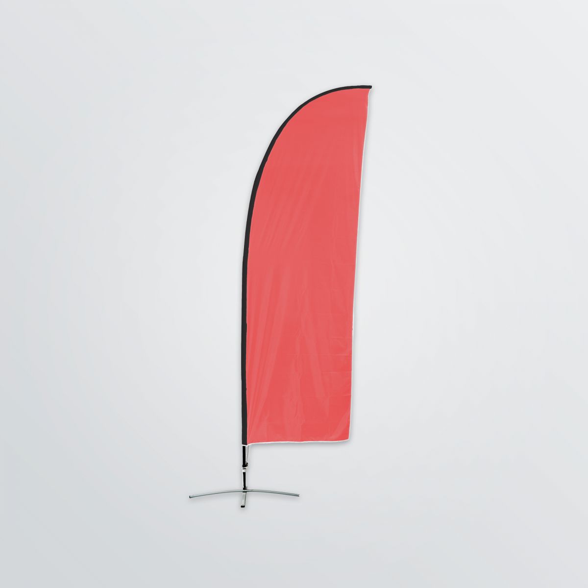 Individualisierbare Beachflag in Segelform zum Aufstellen als Frontansicht - Farbbeispiel rot
