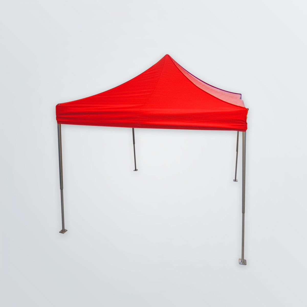 Aufgestelltes individualisierbares Zelt mit Faltgestell aus Aluminium in der Farbe rot