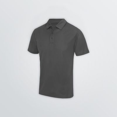breathable Basic Tech Polo for customisation depicted as a product example in grey colour - side view