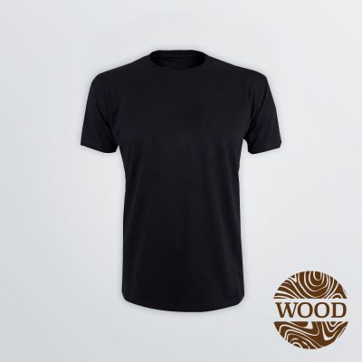 Schwarzes Basic Wood Shirt aus der Holzfaser Modal gefertigt zur individuellen Gestaltung 