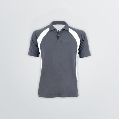 fashionable College Cotton Polo or customisation depicted as a product example in grey-white colour - front view