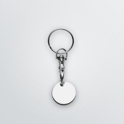 shopping cart chips with individualisation options and stainless steel chip holder and key ring
