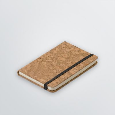 customisable note book with elastic strap and cover made of cork