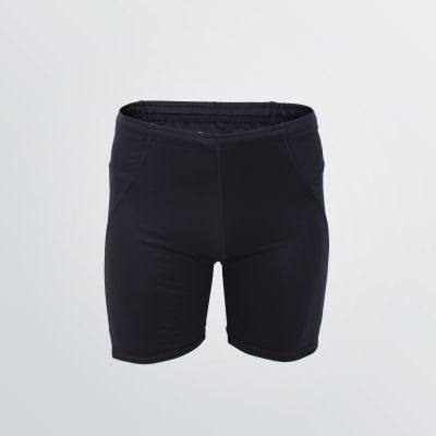 breathable Short Running Thight for logo imprints as a product example in black colour - front view