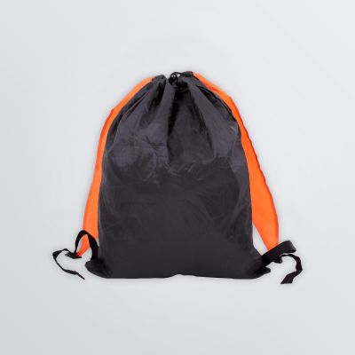 compact shoppingbag wearable as backpack - product example in black-orange colour
