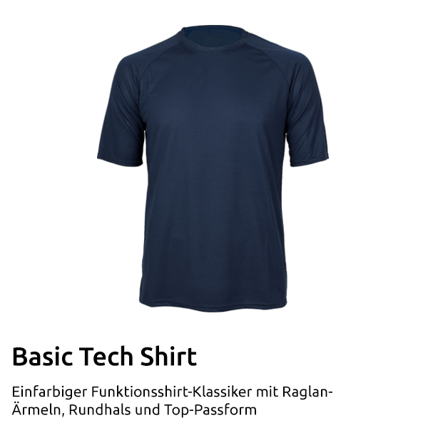Basic Tech Shirt in 25 Standardfarben + Pantone